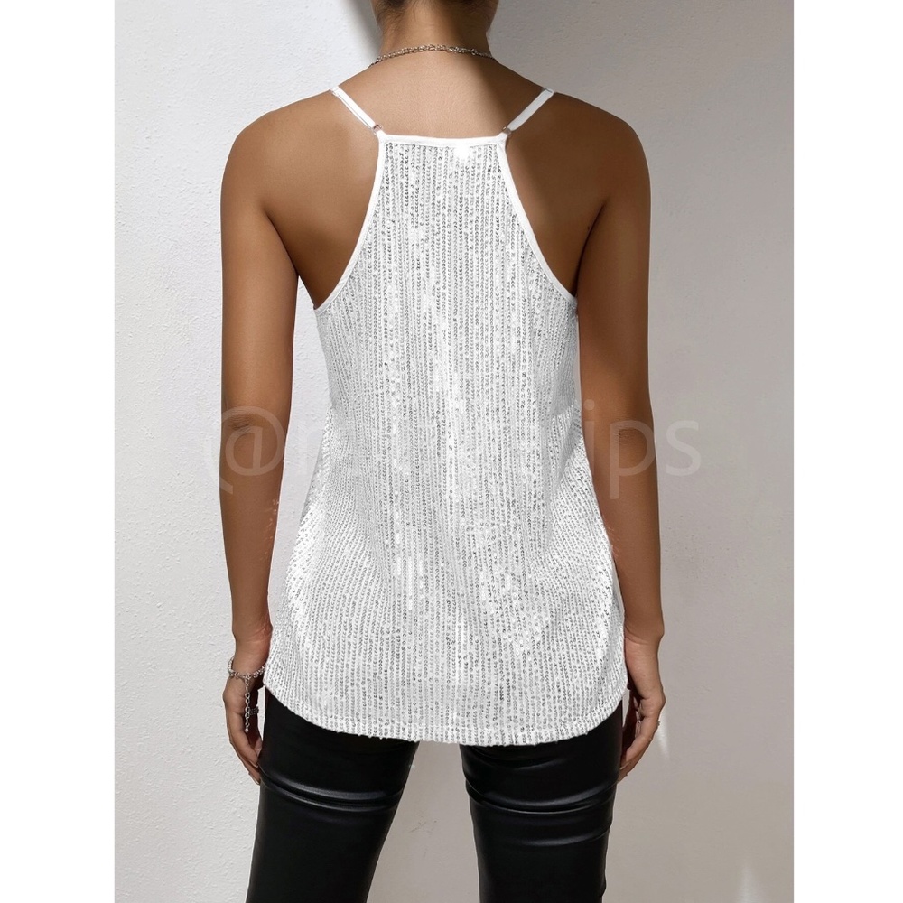White Sequin Cami Top - Picture 5 of 7